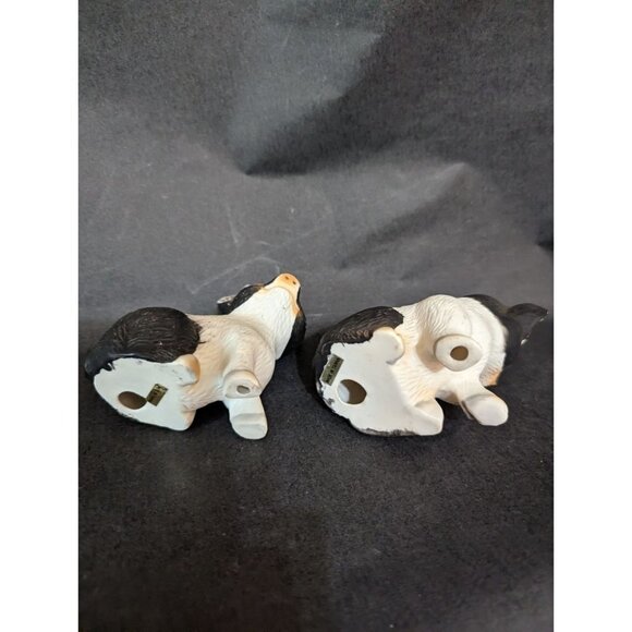 vtg Hand-Painted Black White Ceramic Pig Figurines 3.5" Pair Sitting  Reclining - Picture 5 of 8